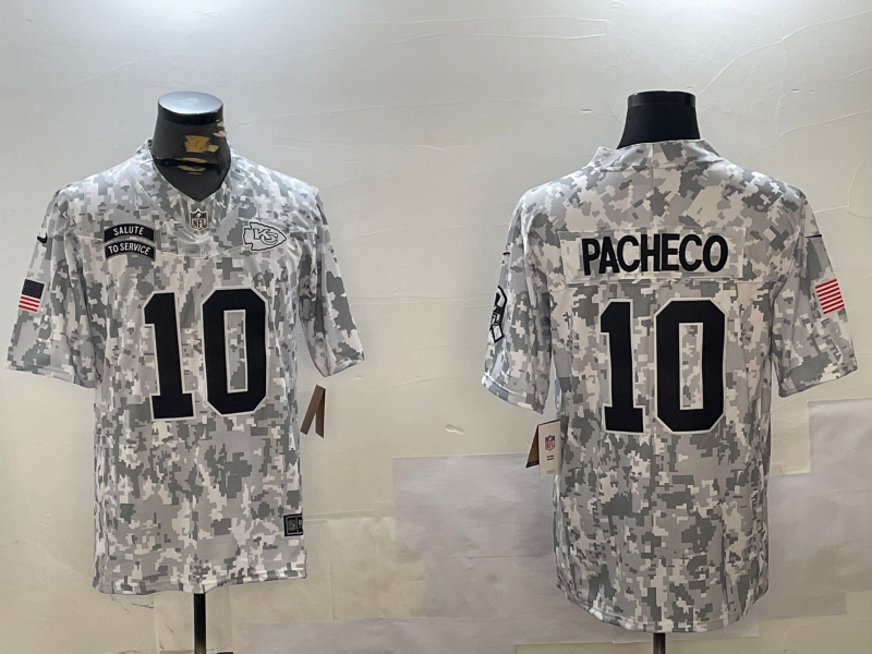 Men's Kansas City Chiefs Isiah Pacheco #10 Arctic Camo 2024 Salute to Service Limited Jersey